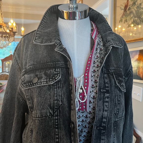 Reworked Black Boho Stonewashed Denim Jacket - Picture 11 of 14